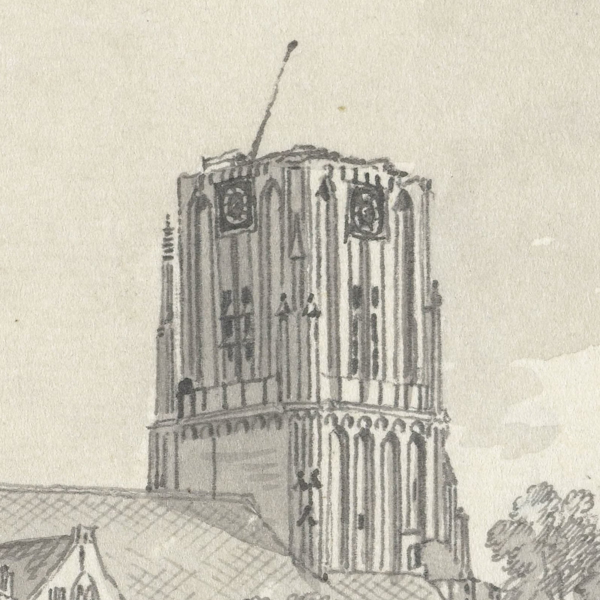 Gezicht door de Kerkstraat op de kerk te Workum - Jan de Beijer - Artwork detail