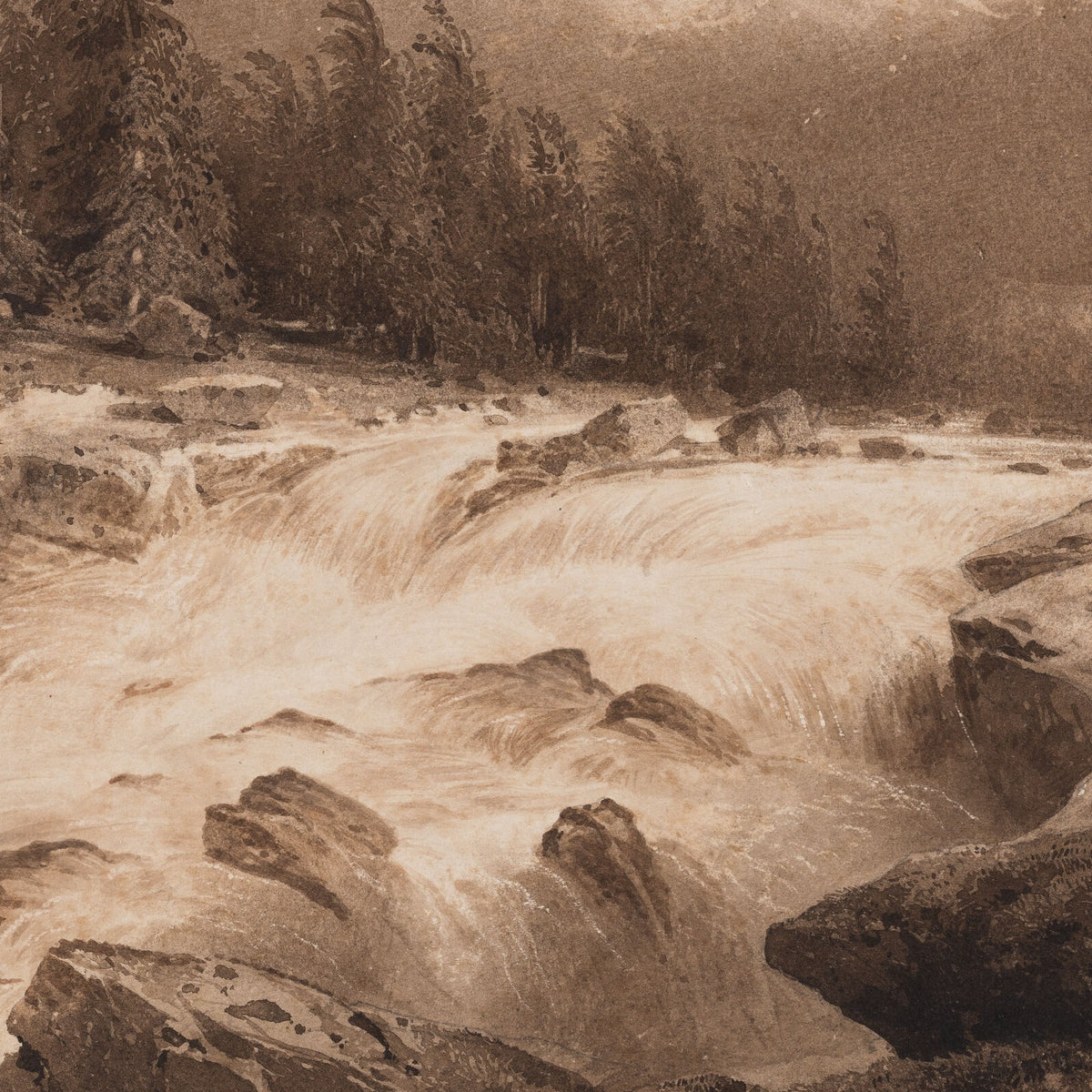 Mountain Torrent in a Storm - Alexandre Calame - Artwork detail
