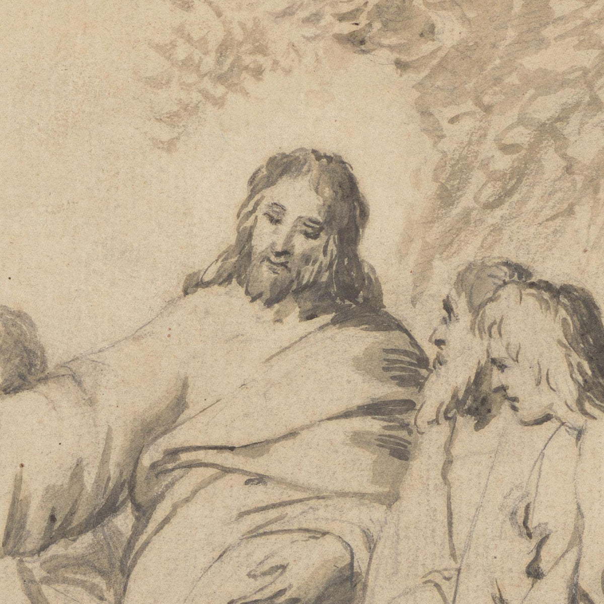 Christus met een knielende man en zijn discipelen - Jacob Hogers - Artwork detail