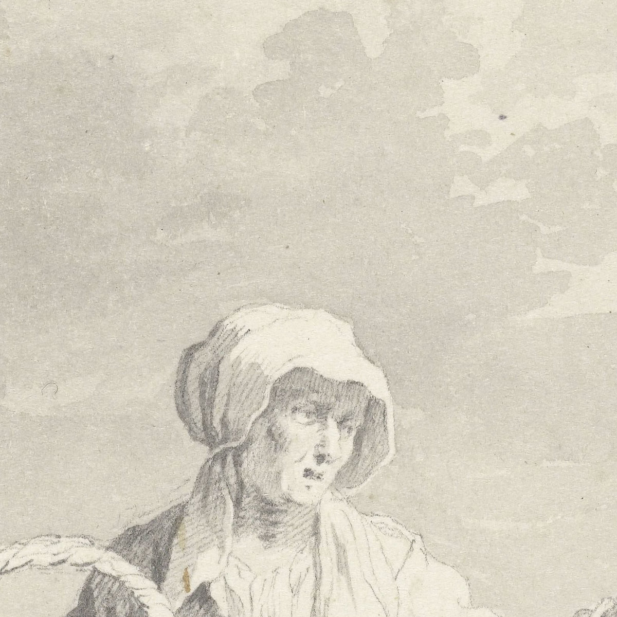 Zittende oude vrouw met geheven hand - Cornelis Pronk - Artwork detail