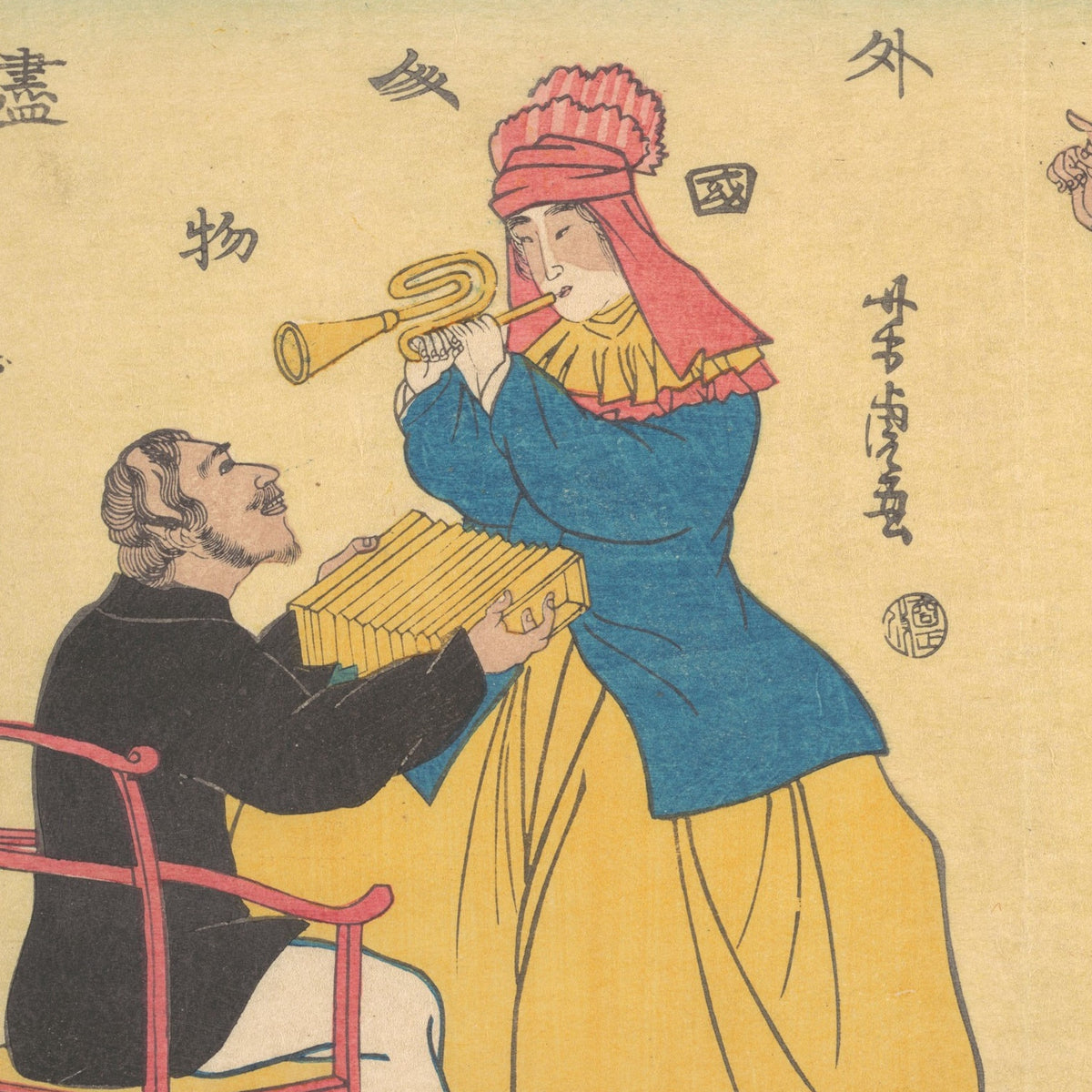 English and Russian Couples - Utagawa Yoshitora - Artwork detail