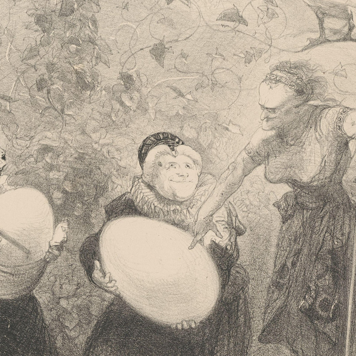 Balletscène met oude vrouwen met eieren - Charles Rochussen - Artwork detail