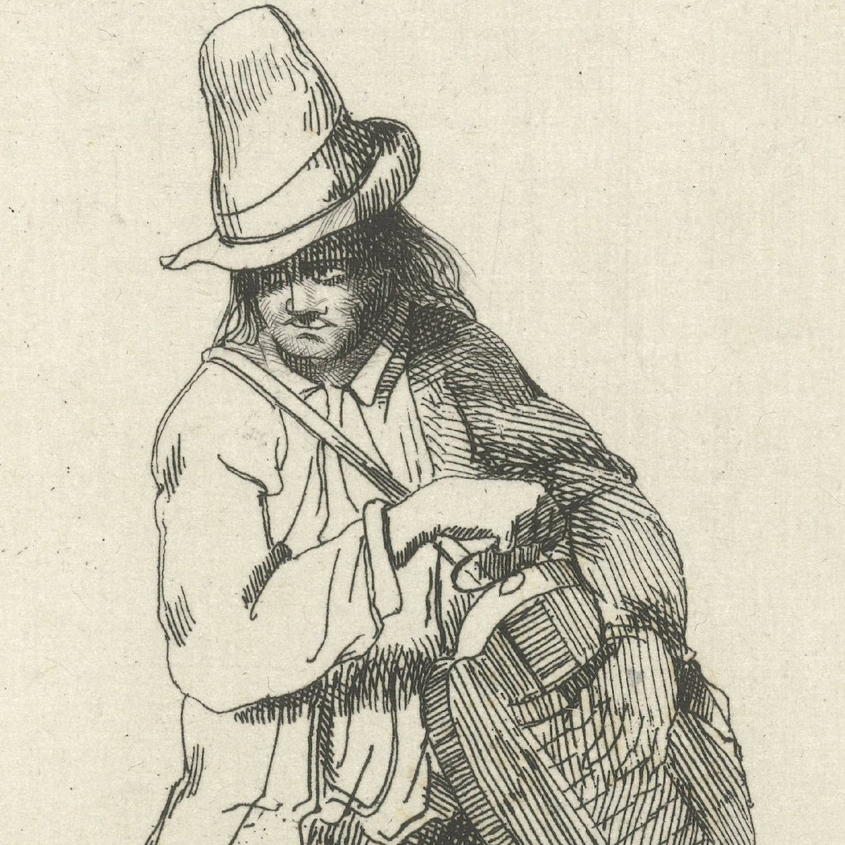 Straatmuzikant met draailier - Jacobus Ludovicus Cornet - Artwork detail