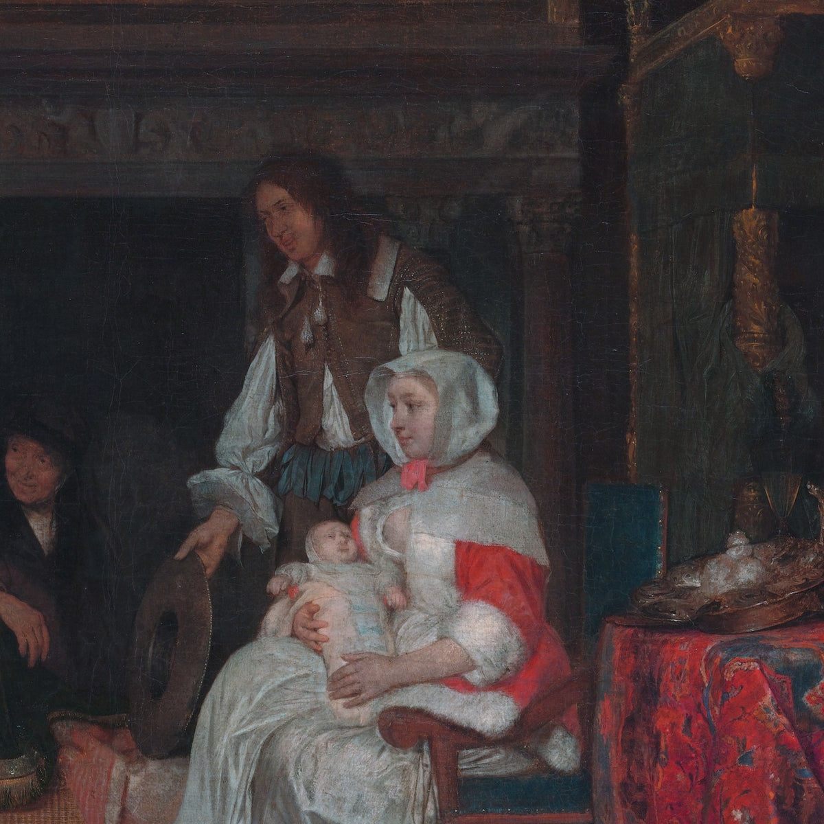 The Visit to the Nursery - Gabriël Metsu - Artwork detail