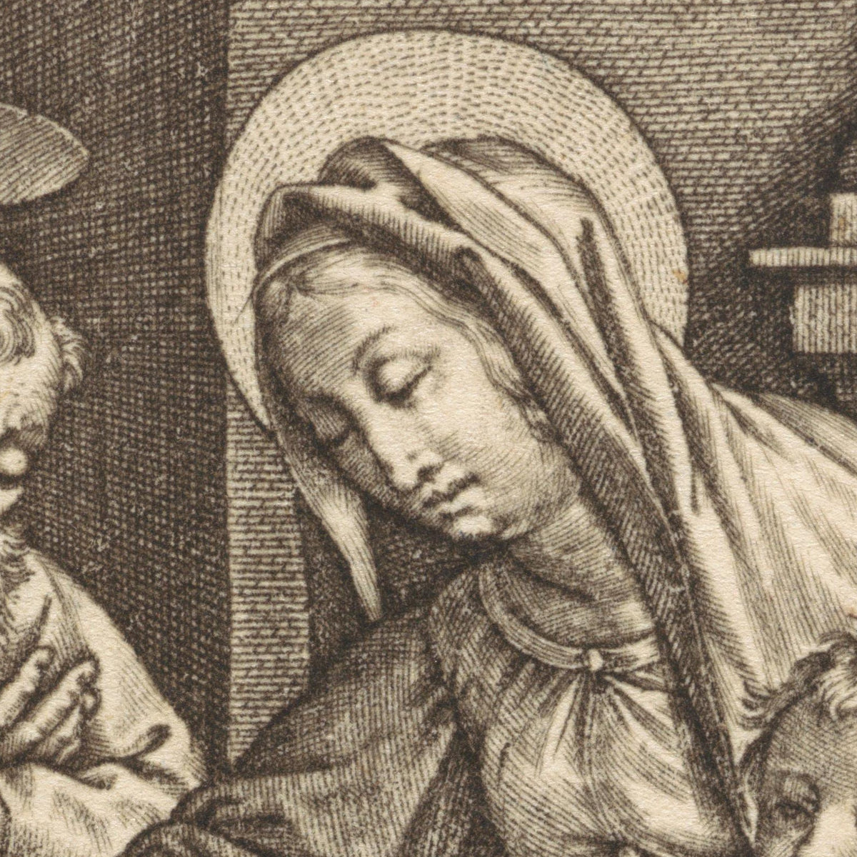 The Holy Family with the Sleeping Christ Child - Hieronymus Wierix - Artwork detail