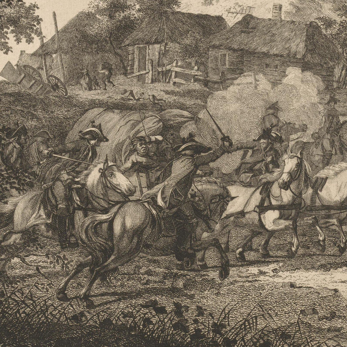 Ruitercharge bij een brandende molen - Joannes Bemme - Artwork detail