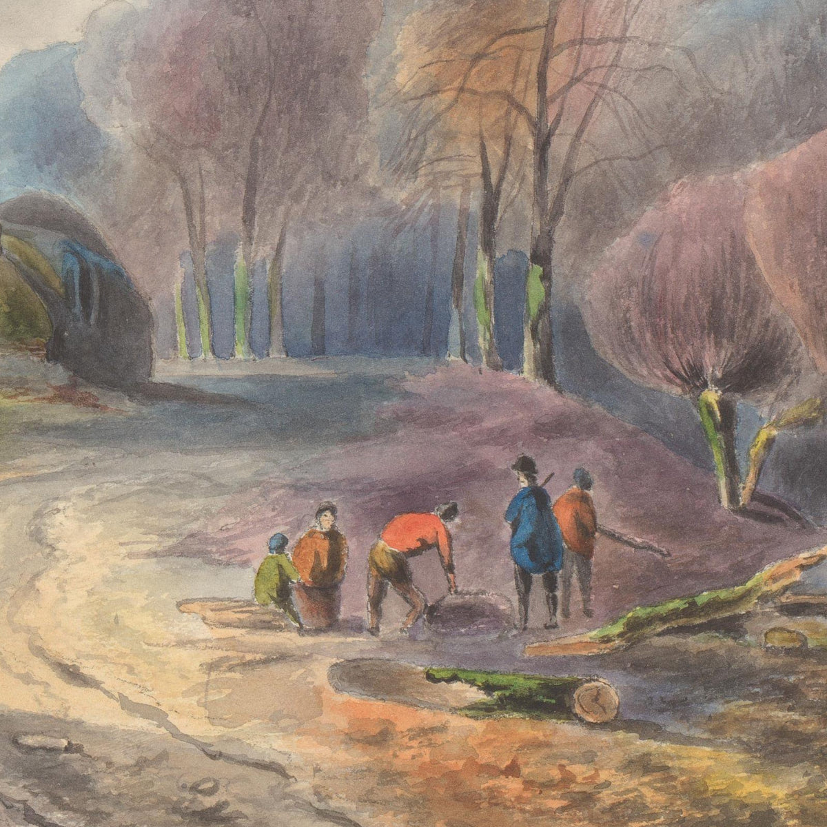 Weg over een dijk met bomen en huizen - Johannes van Reijn - Artwork detail