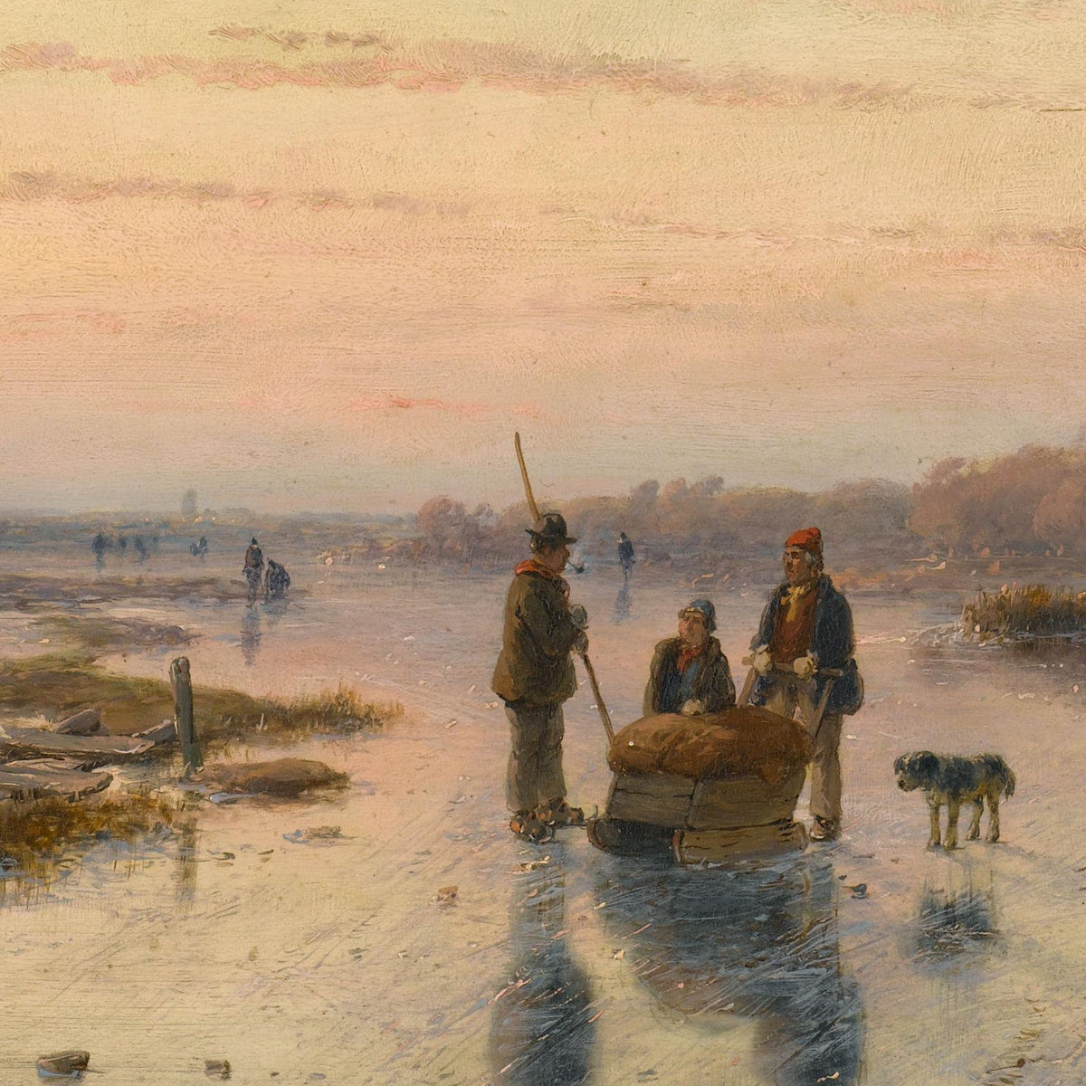 IJsgezicht met molen - Andreas Schelfhout - Artwork detail