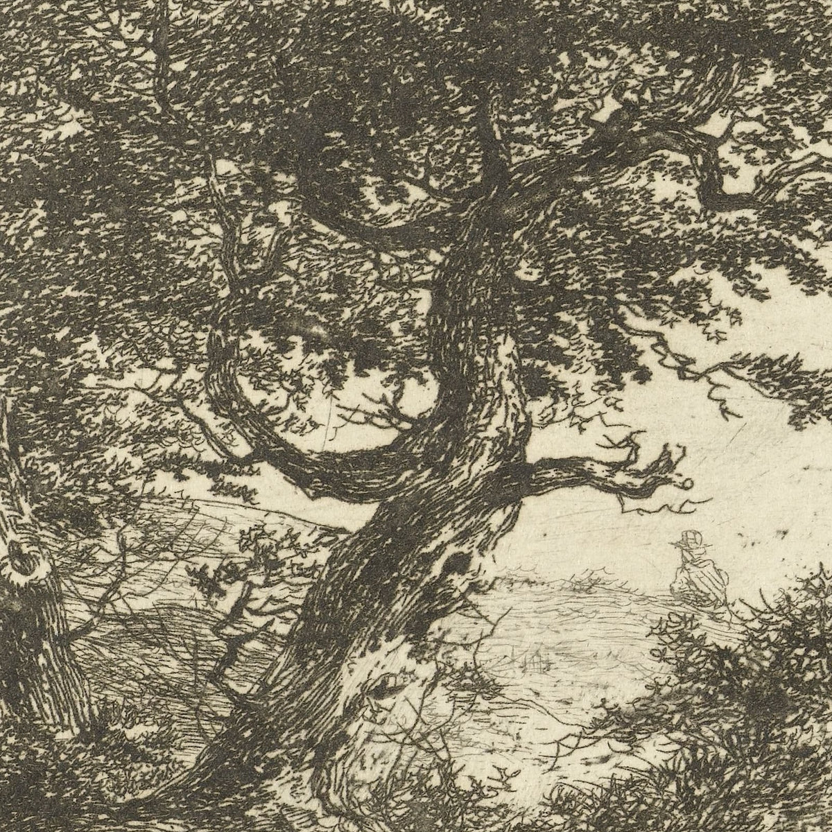 Landschap met heuvel, water en bomen - Hermanus van Brussel - Artwork detail