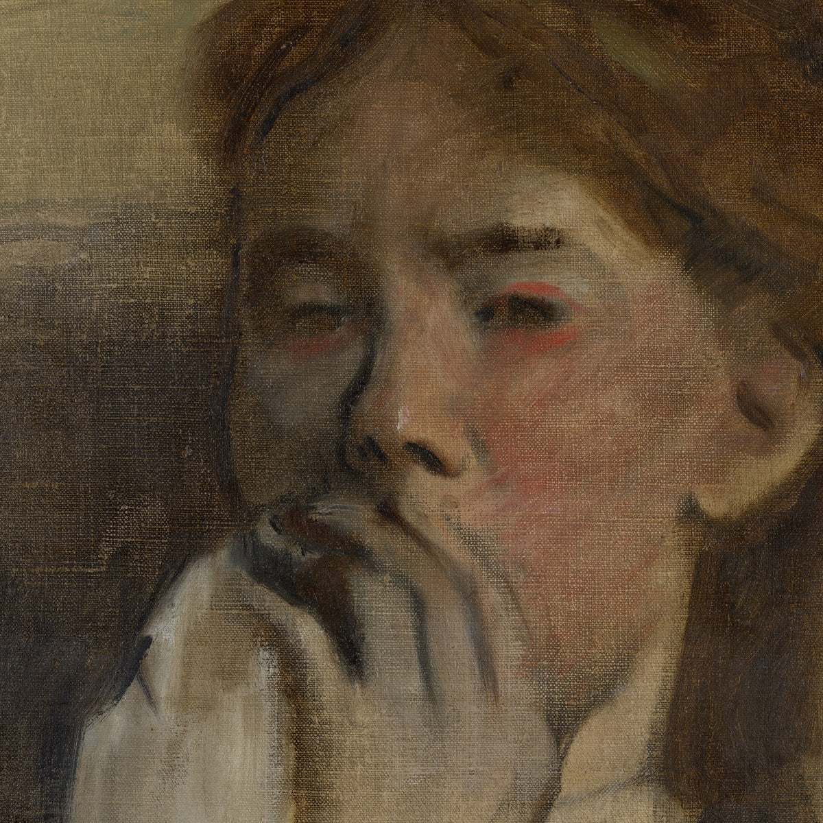 Young Woman with Her Hand over Her Mouth - Edgar Degas - Artwork detail