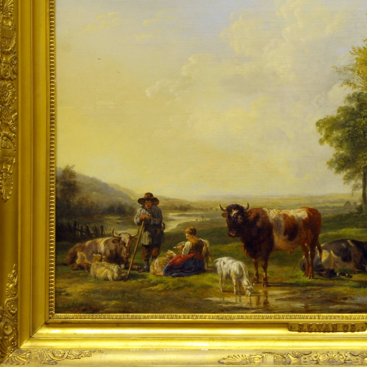 Cattle and Figures in a Meadow - Pieter Gerardus van Os - Artwork detail