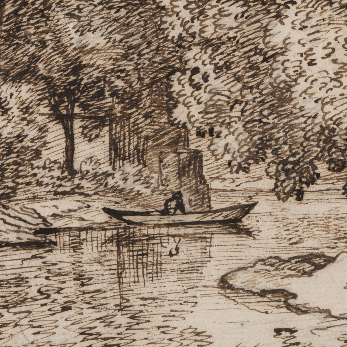 Landscape with River and Houses - Ferdinand Kobell - Artwork detail