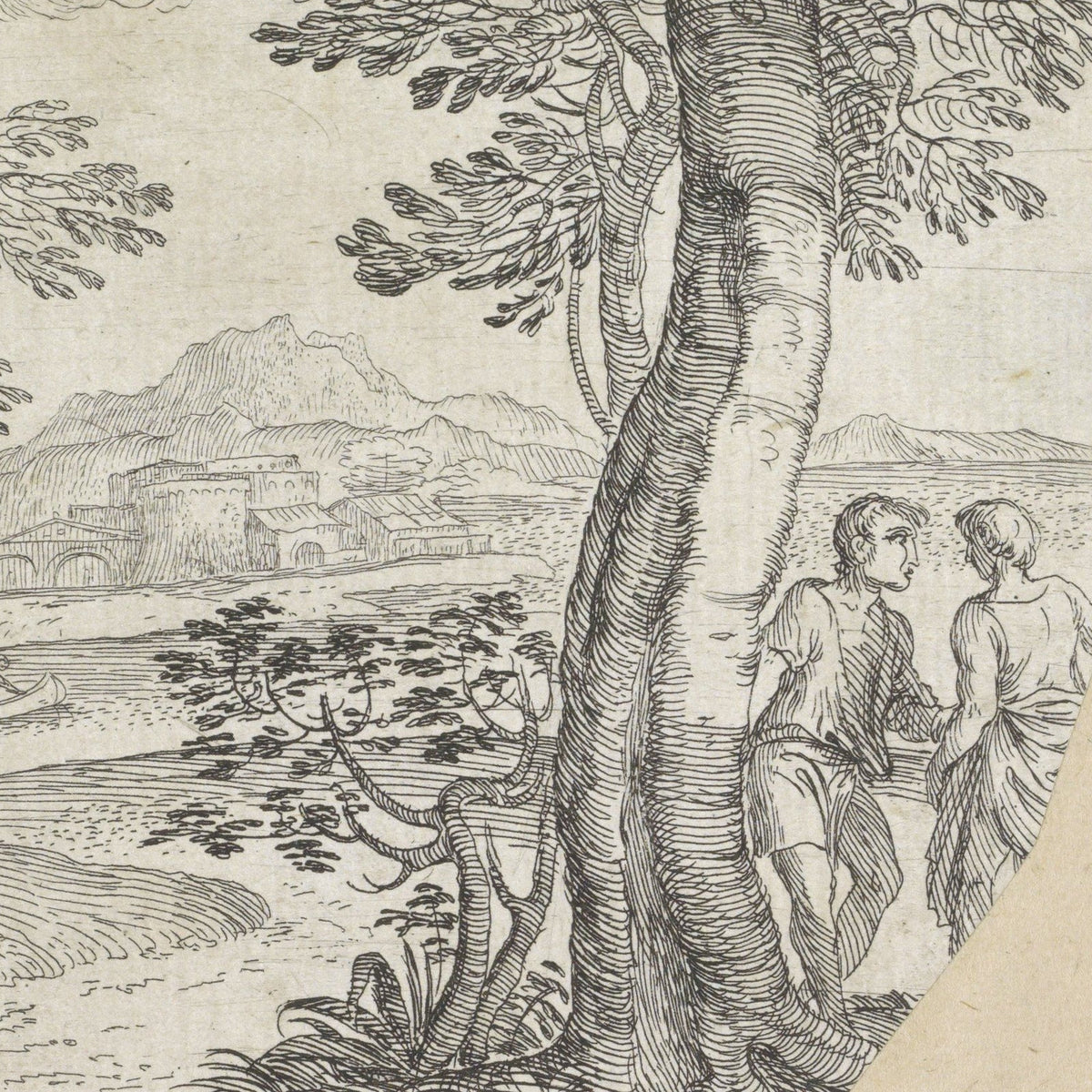 Landschap met ruïne van een tempel - Giovanni Francesco Grimaldi - Artwork detail