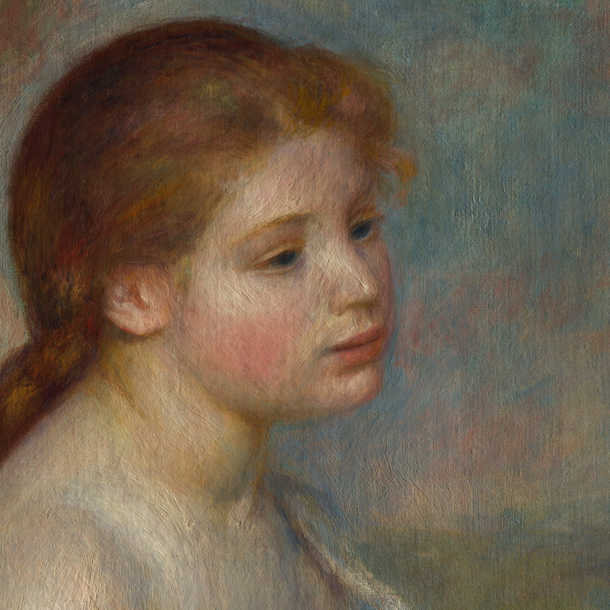 A Young Girl with Daisies - Auguste Renoir - Artwork detail