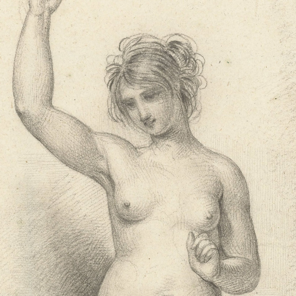 Standing Female Nude, with Raised Right Arm - David Pièrre Giottino Humbert de Superville - Artwork detail