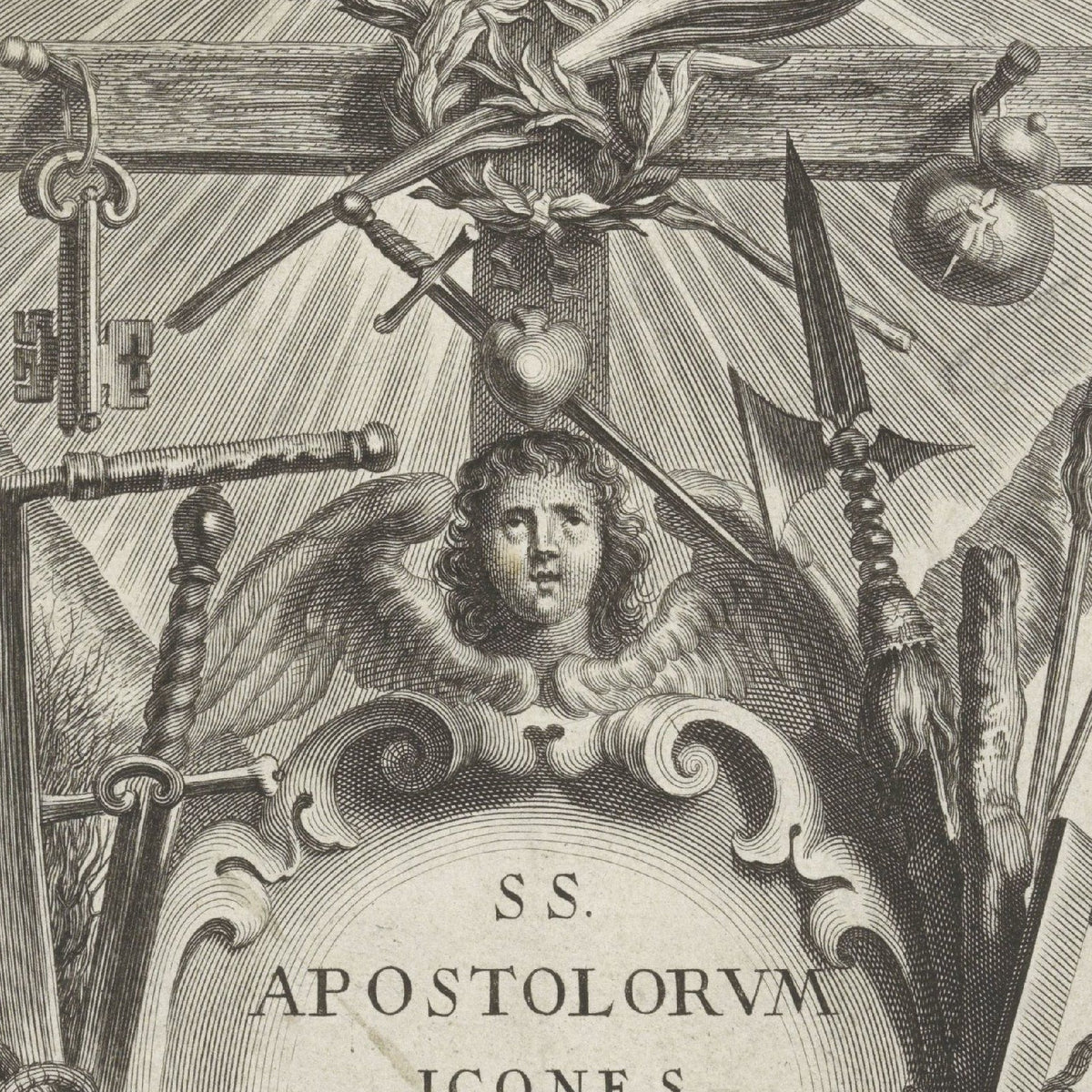 Cartouche with Attributes of the Apostles - Schelte Adamsz. Bolswert - Artwork detail
