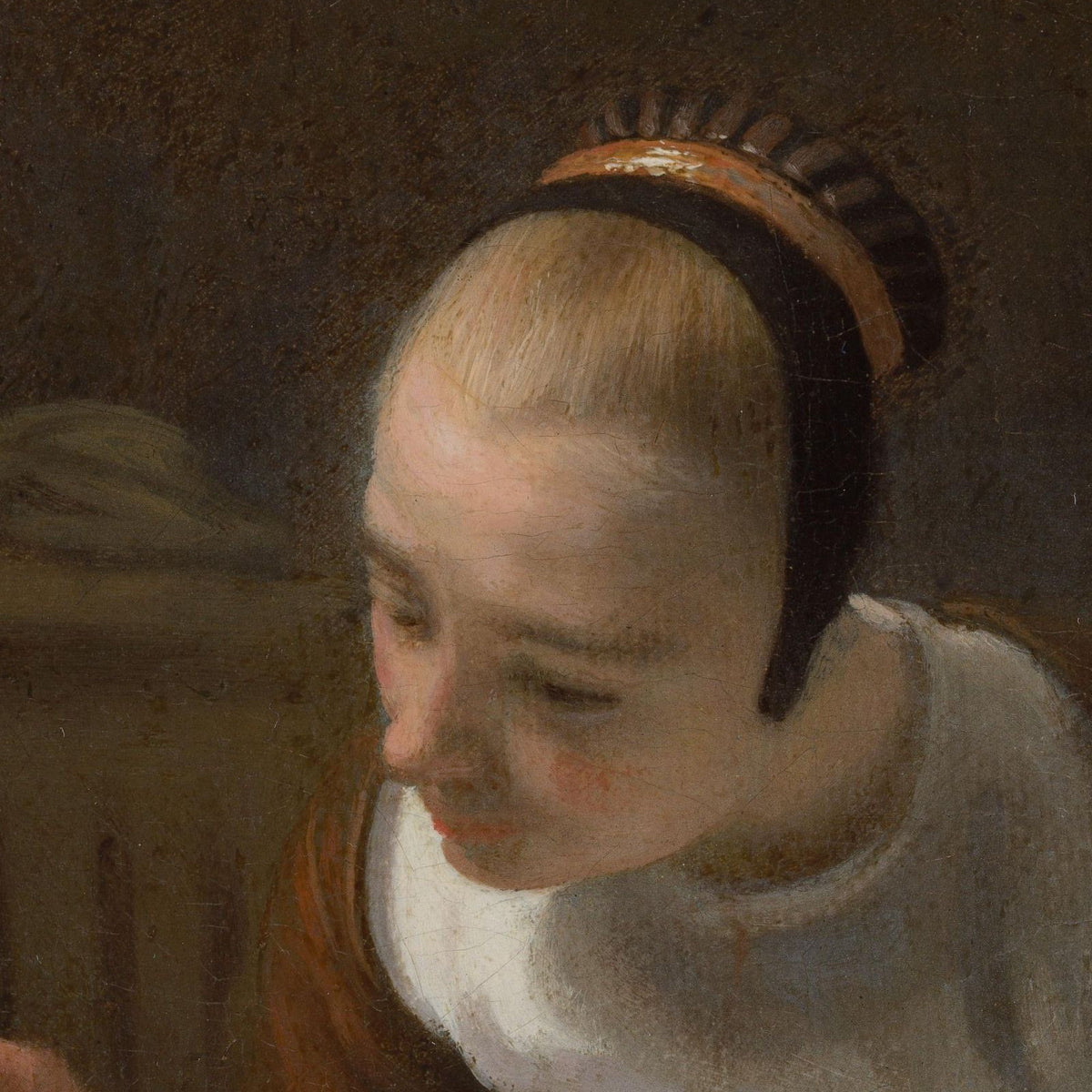 Woman at a Cradle - Nicolaes Maes - Artwork detail
