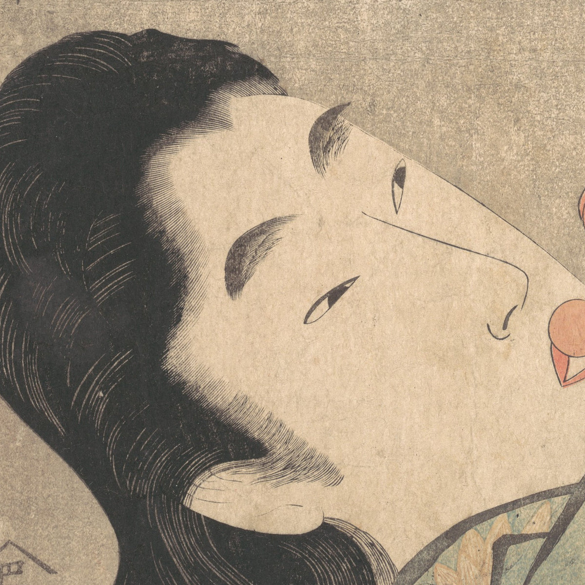 Yamauba and Kintarō Playing with a Cherry - Kitagawa Utamaro - Artwork detail