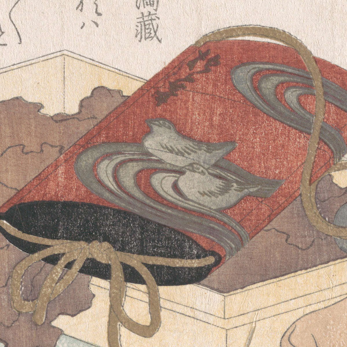 Lacquer Inrō with Waterbirds and Ox-shaped Netsuke in a Box - Totoya Hokkei - Artwork detail