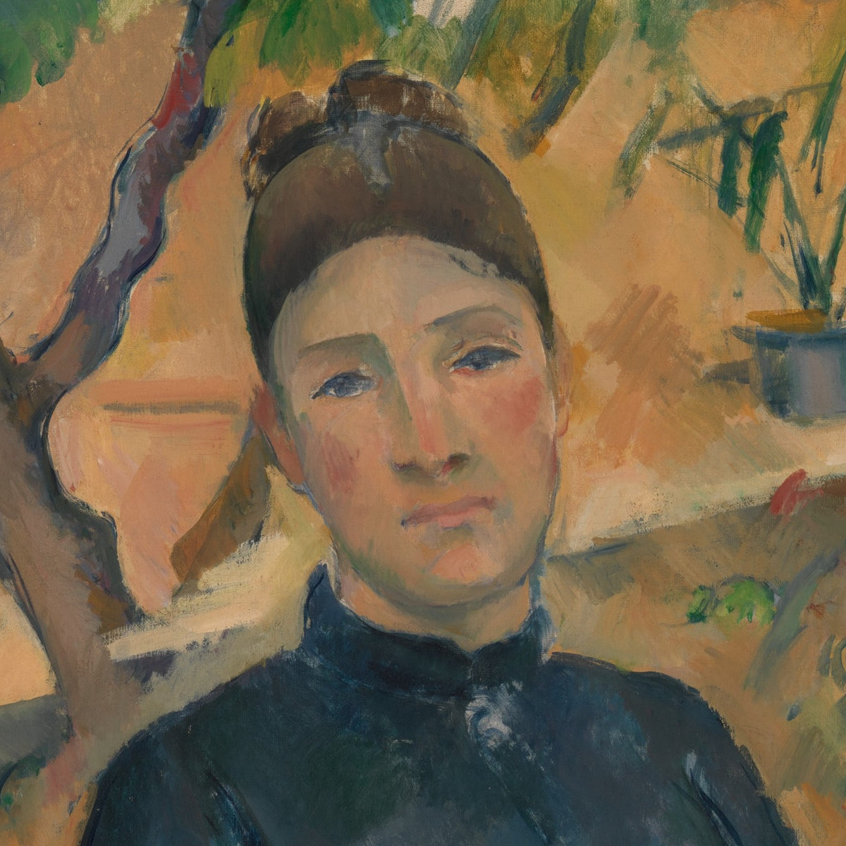 Madame Cézanne in the Conservatory - Paul Cézanne - Artwork detail