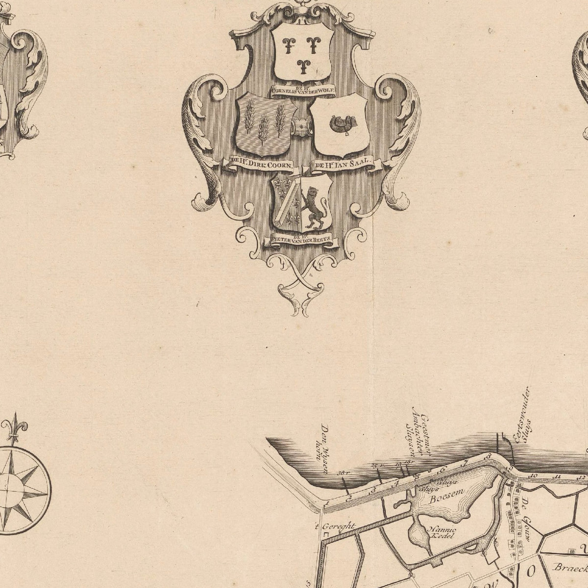 Kaart van het dijkgraafschap van de Vier Noorder Koggen (deel linksboven) - Hendrik de Leth - Artwork detail