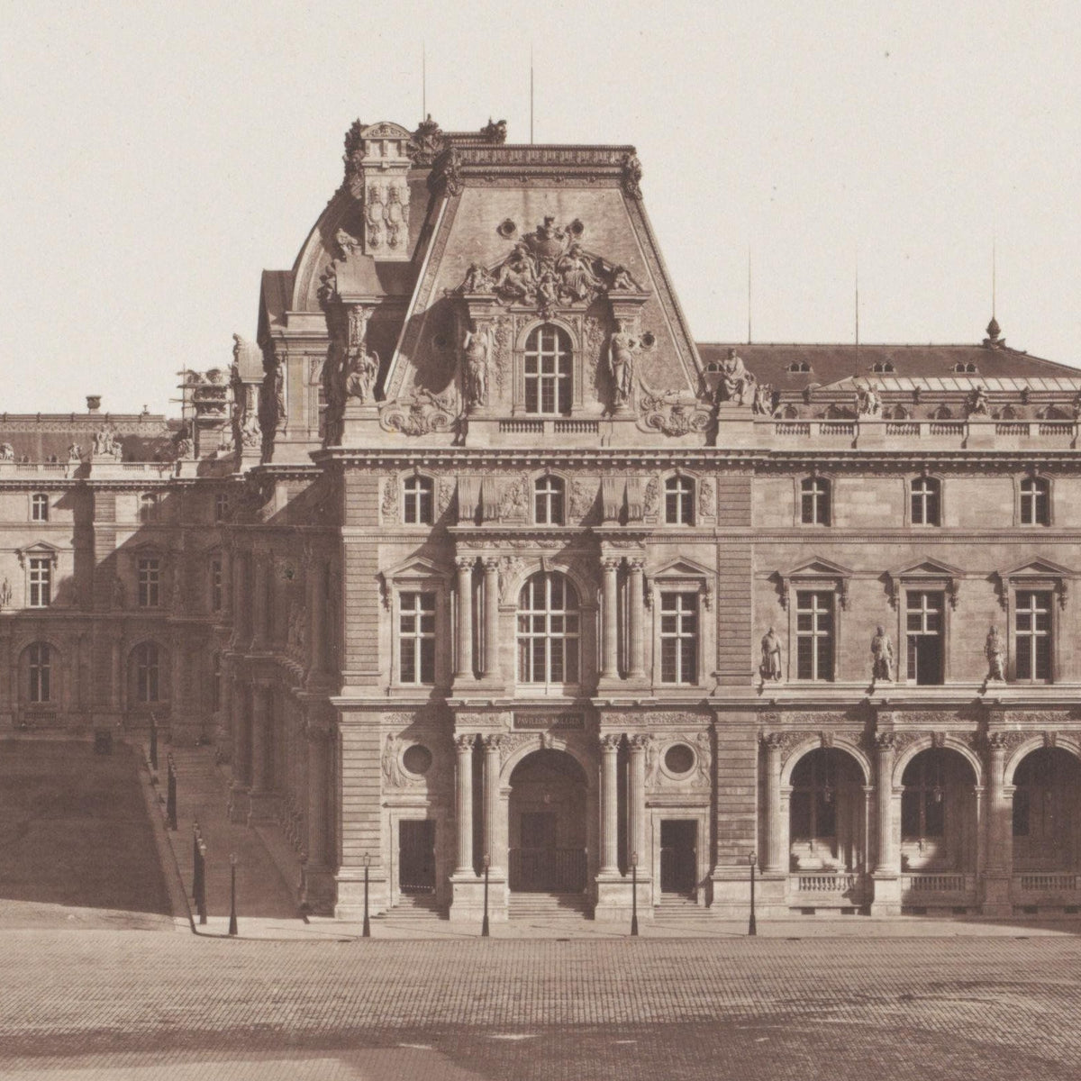Cour Napoléon gezien vanaf de Tuileries - Édouard Denis Baldus - Artwork detail