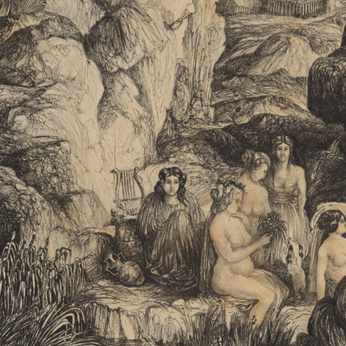 Women Near a Pool - Rodolphe Bresdin - Artwork detail