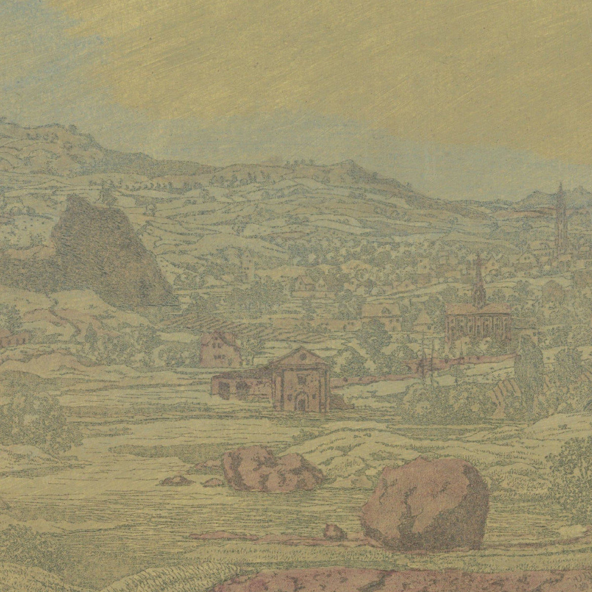 Valley with a River and a Town with Four Towers - Hercules Segers - Artwork detail