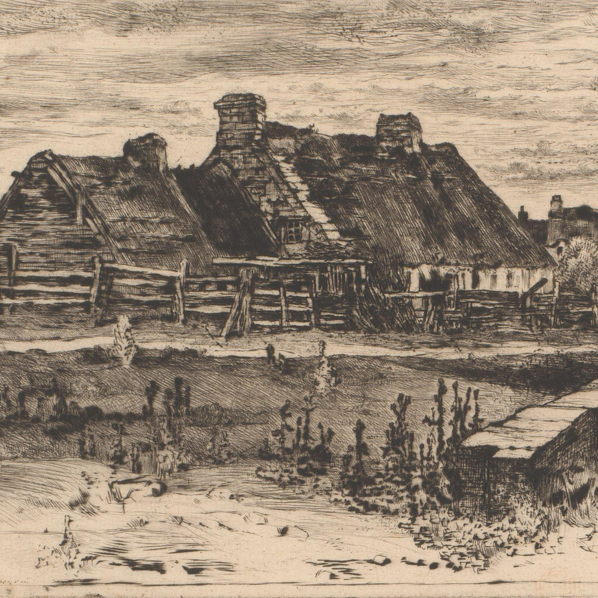 Boeren dorp - Félix Hilaire Buhot - Artwork detail