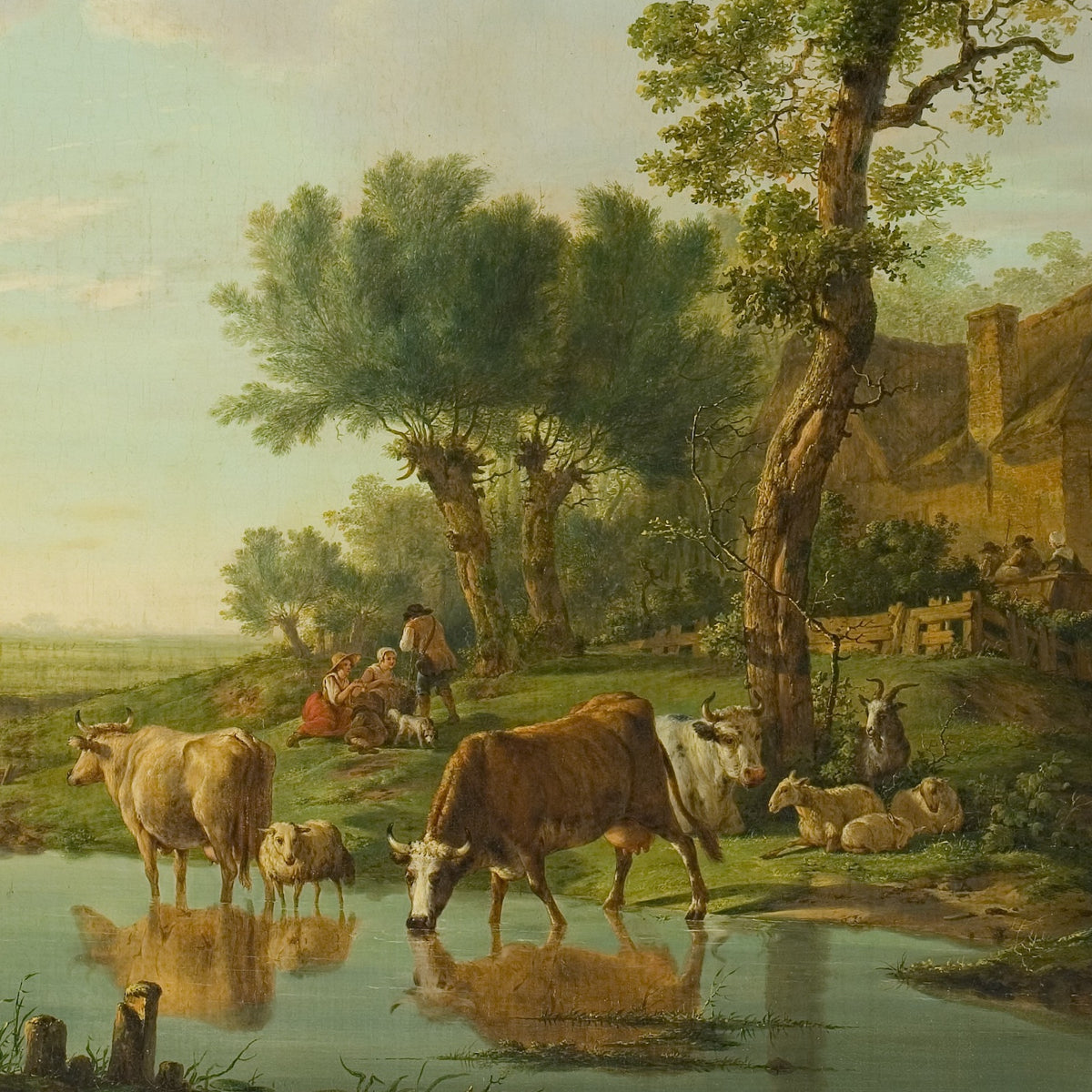 Landschap met vee bij een ruïne - Jacob van Strij - Artwork detail