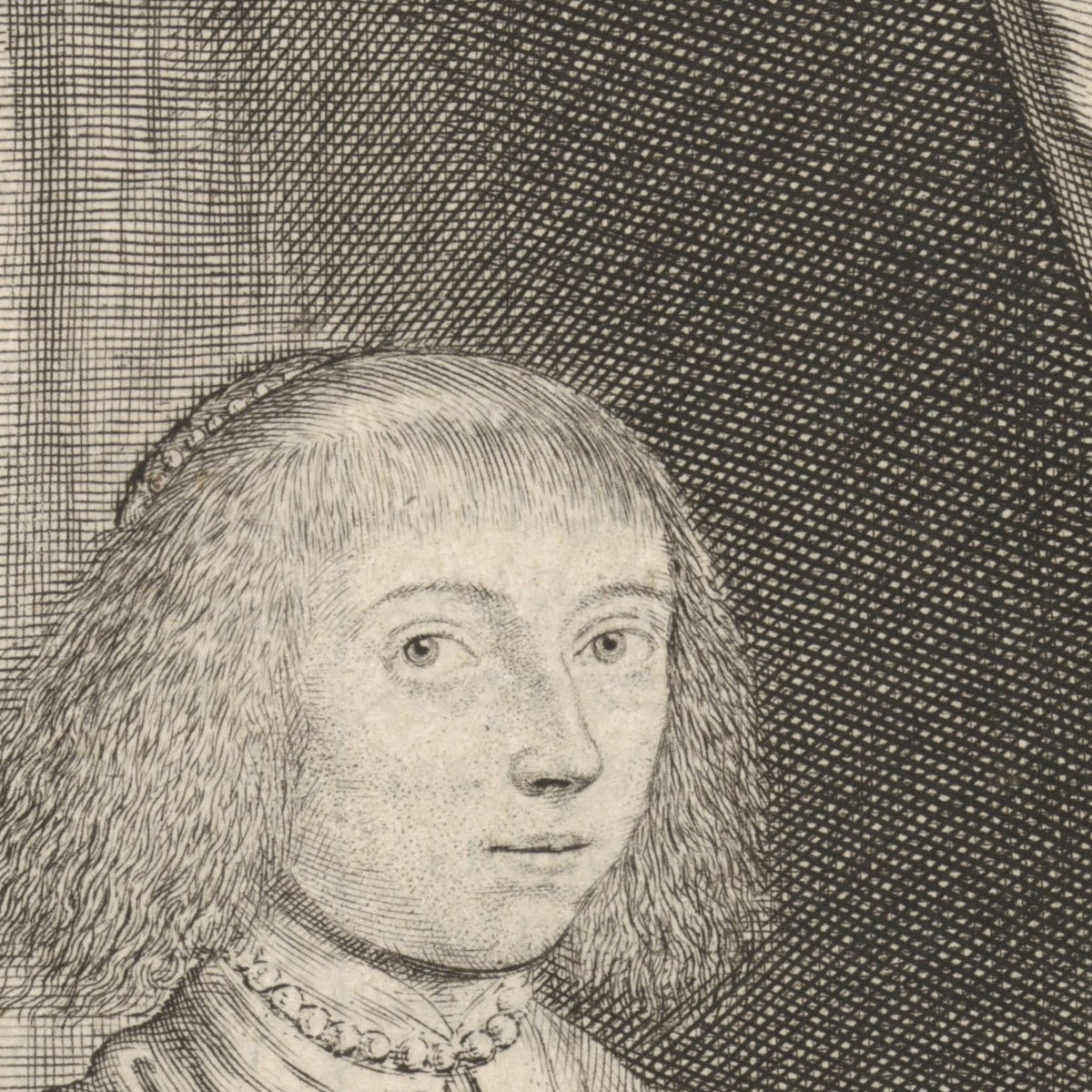 Portret van Anna Maria van Schurman - Theodor Matham - Artwork detail