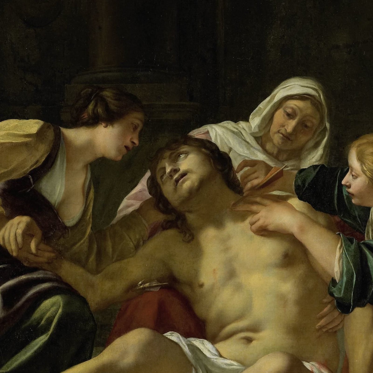 Saint Sebastian Tended by Saint Irene - Jacques Blanchard - Artwork detail