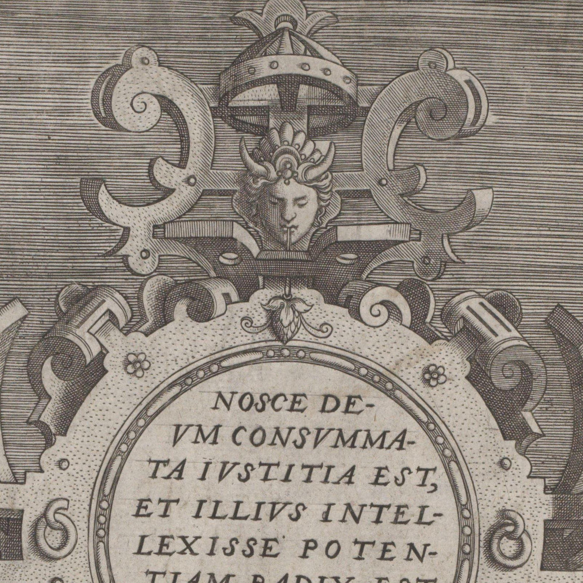 Cartouche with Text from the Book of Wisdom - Gerard de Jode - Artwork detail