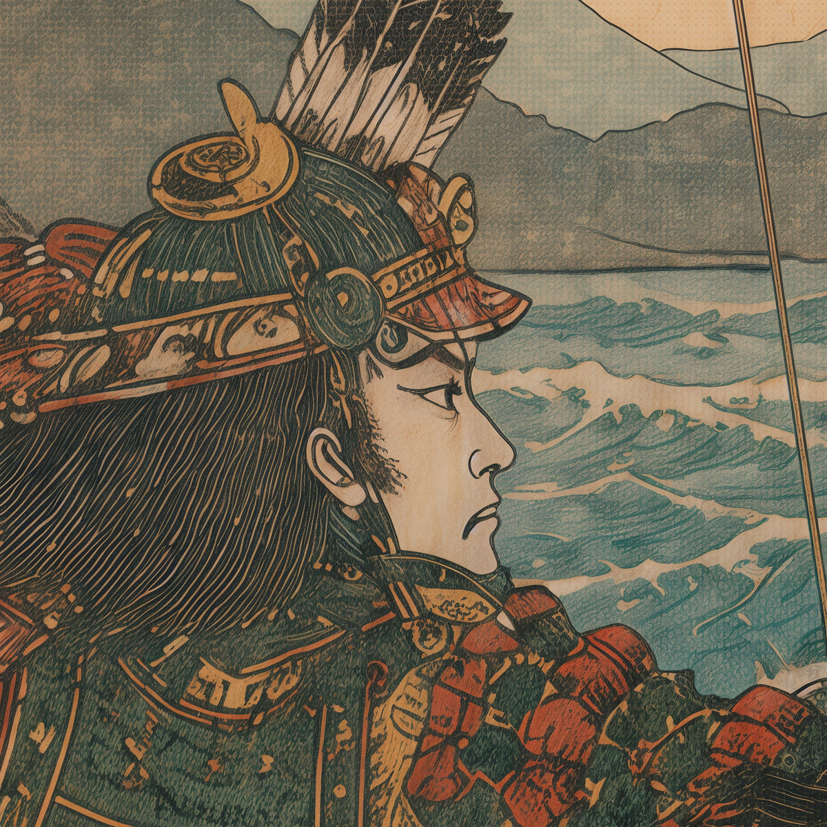 Nasu no Yoichi at Yashima: Riding Into the Surf - Artwork detail