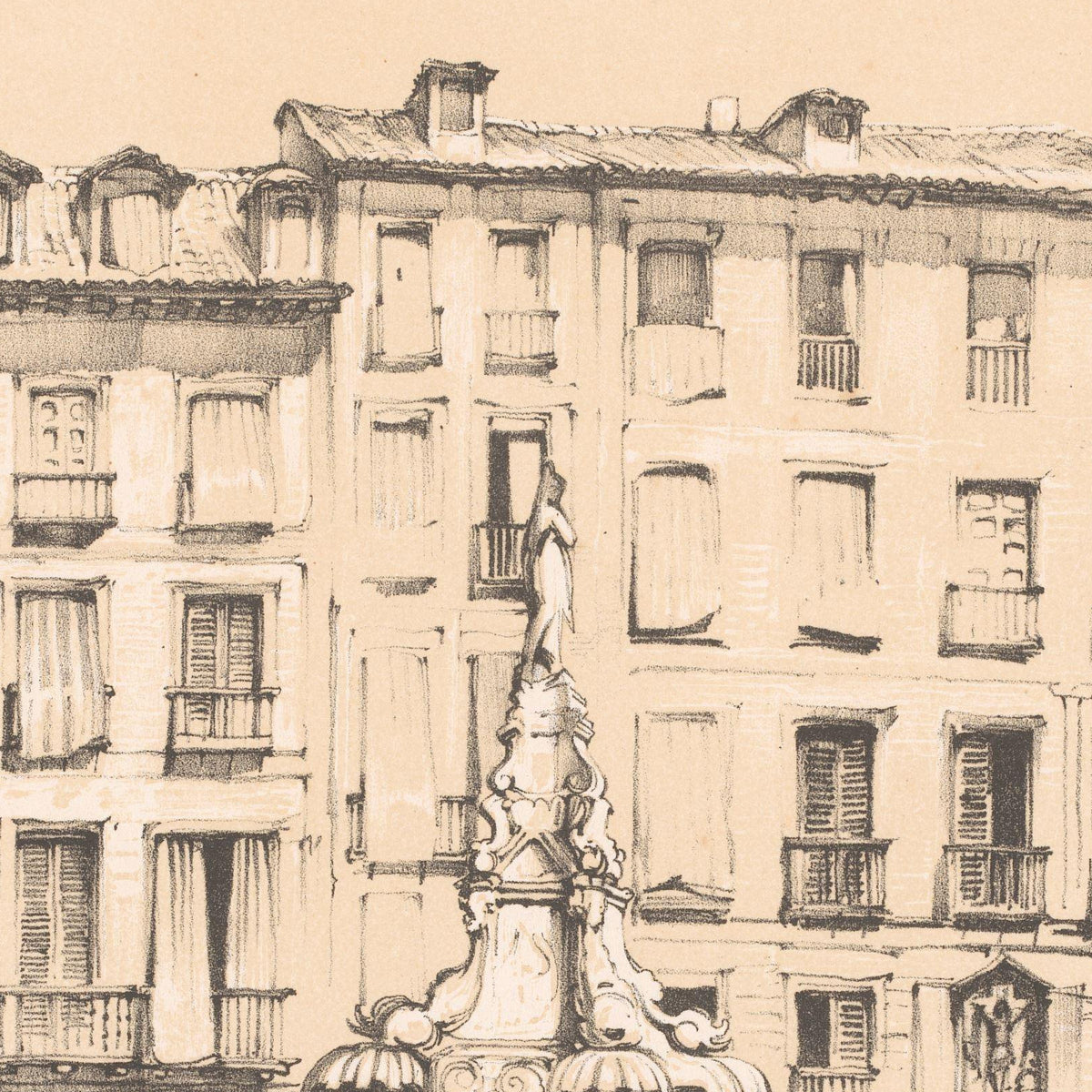 Schetsen van een reis naar Spanje: Puerta del Sol, te Madrid - John Frederick Lewis - Artwork detail