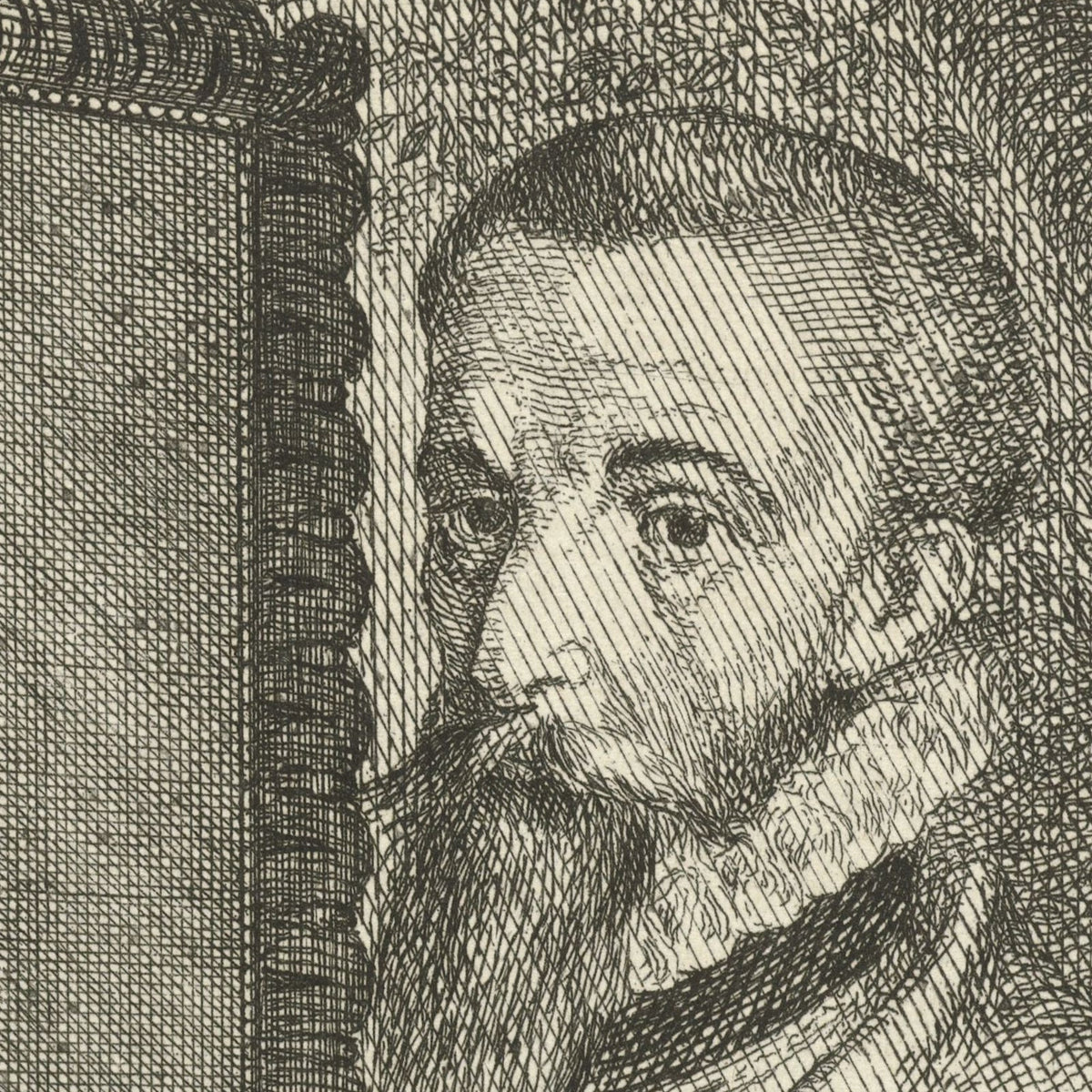 Portrait Study of Joost van den Vondel - Cornelis Visscher - Artwork detail