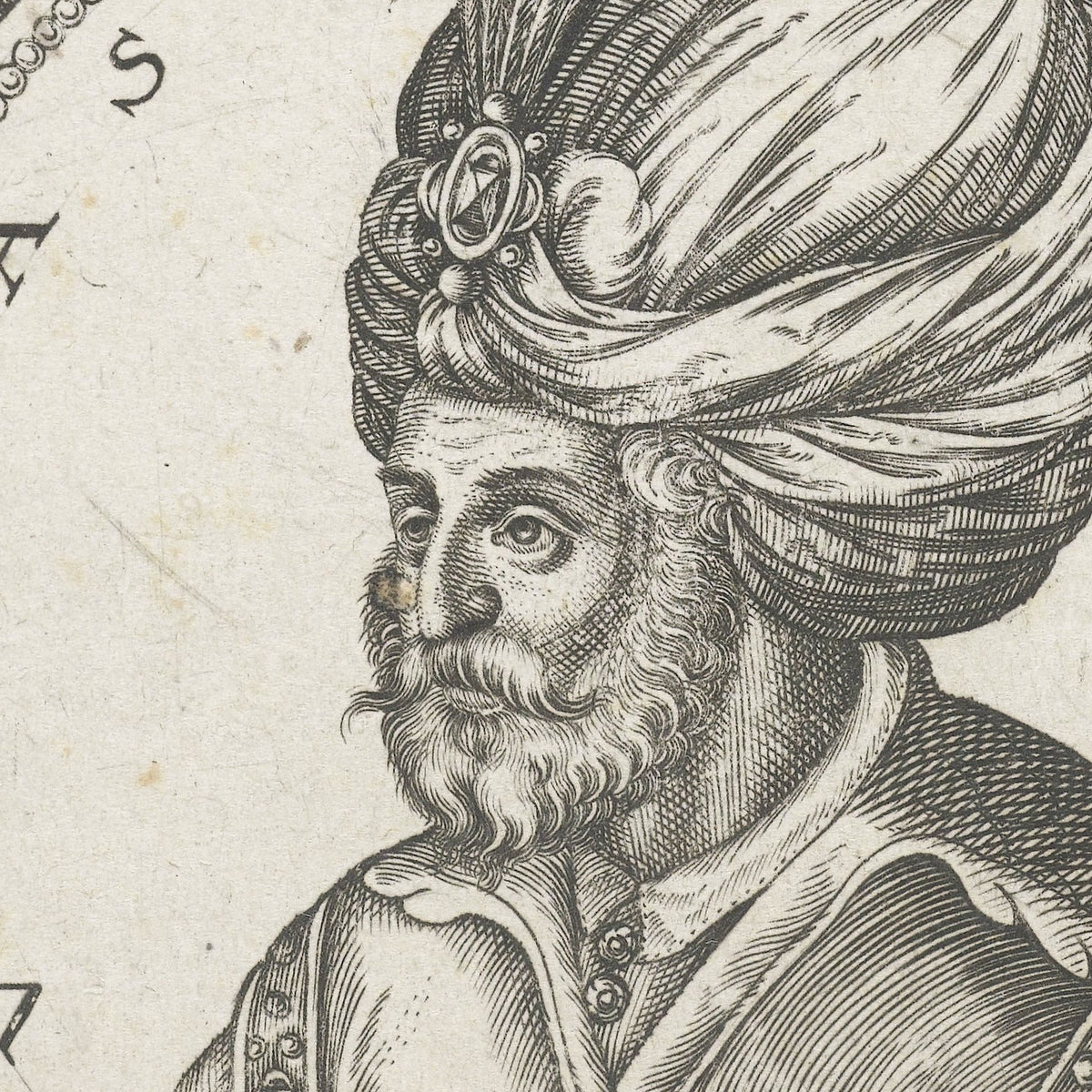 Portret van de sultan Ulamas Begus - Theodor de Bry - Artwork detail