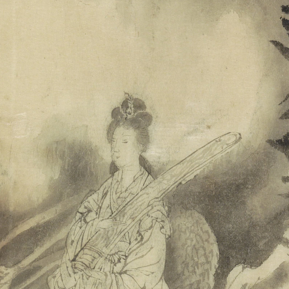 Goddess on a Dragon and Bamboo Stalk - Yamamoto Baiitsu - Artwork detail