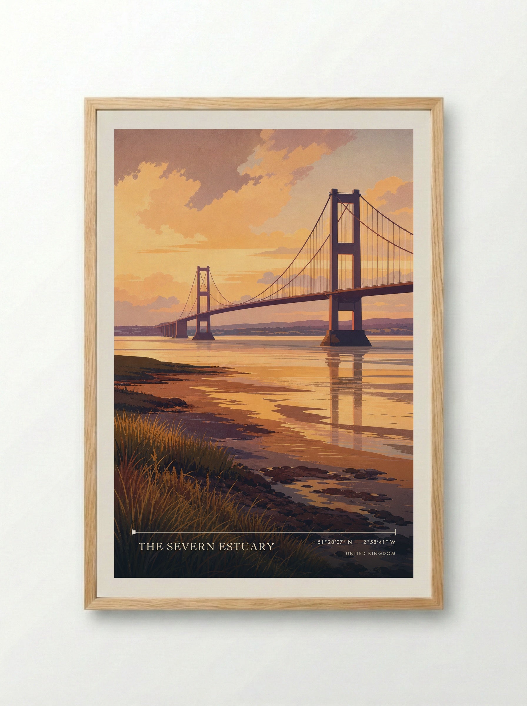 the Severn Estuary United Kingdom Travel Poster - Framed Print Wood