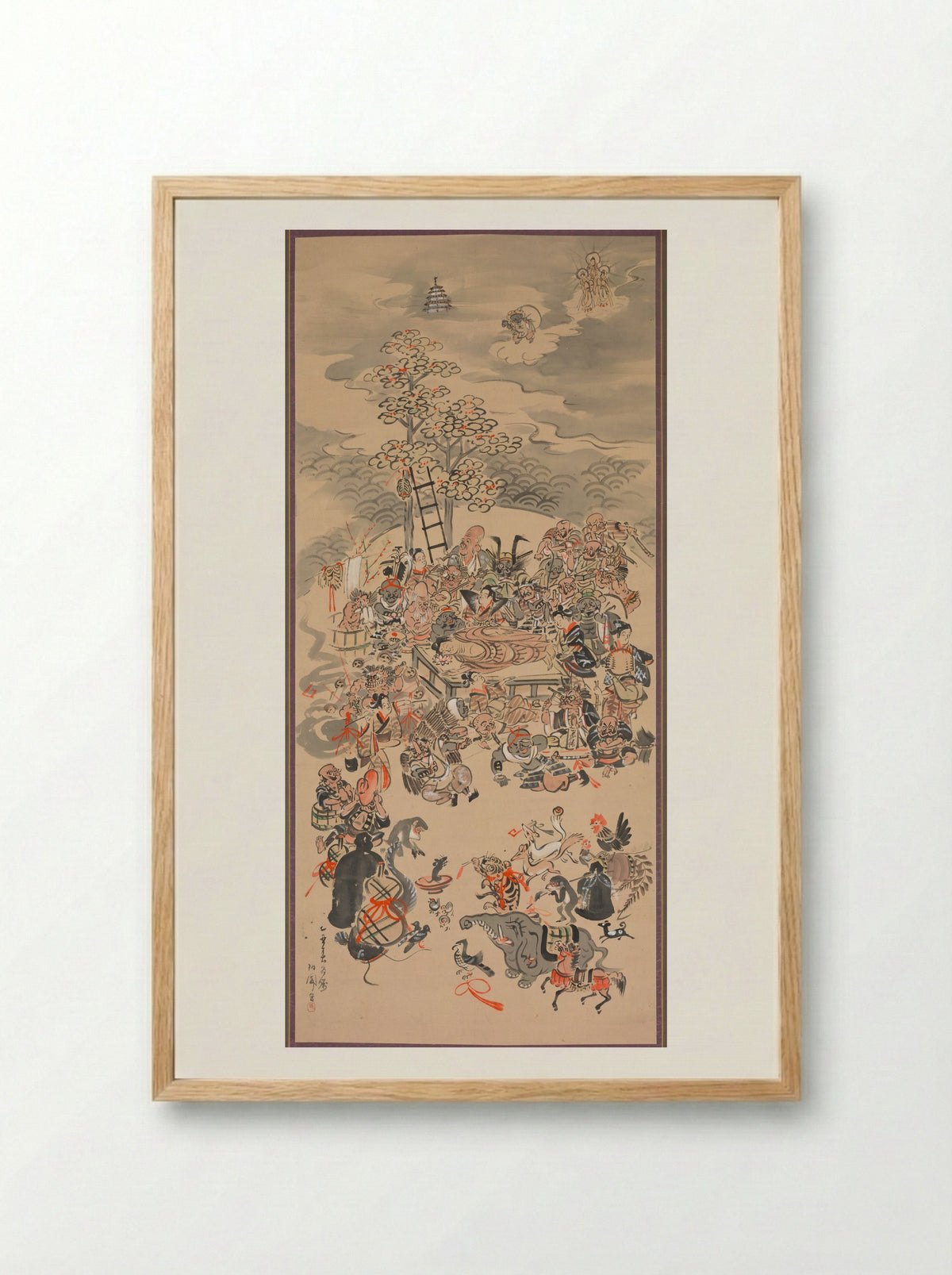 Ōtsu-e Nirvana of the Buddha - Hakuen - Framed Print Wood