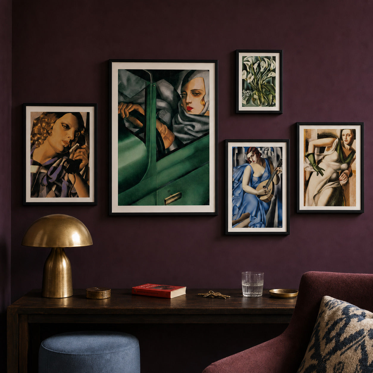 Deco After Dark curated gallery wall in a lived-in room